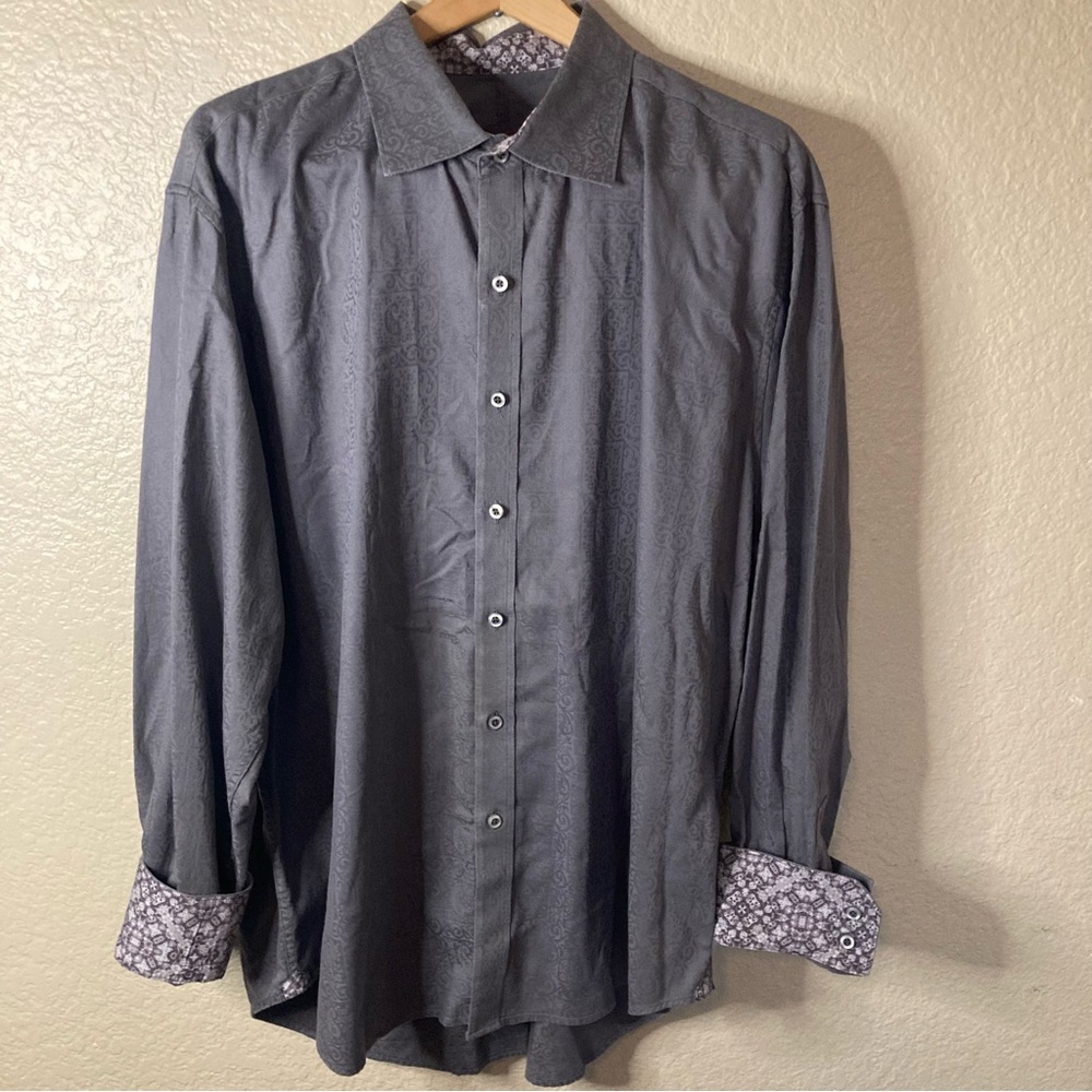 Robert Graham Shirt Classic Casual Polo Charcoal Paisley Button Down Men’s 3XL.